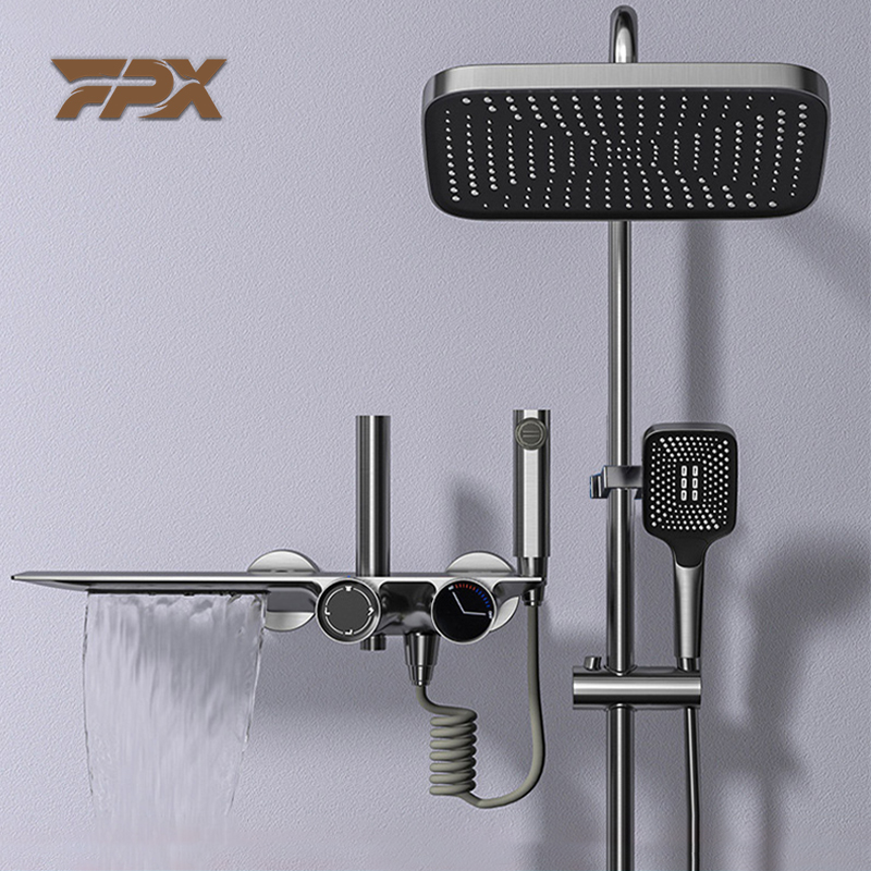 FPX Grey Shower Set For Bathroom Waterfall Effluent Shower Head with