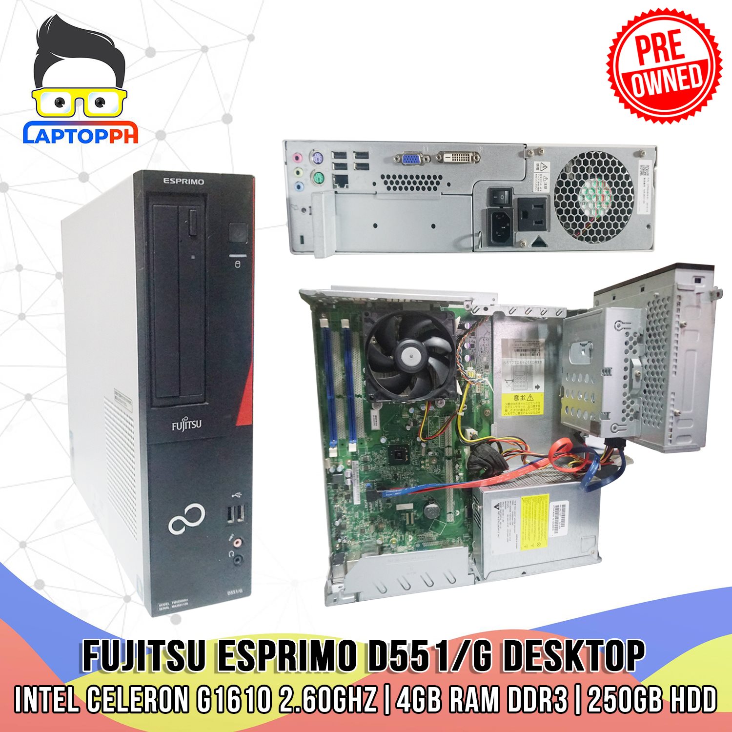 FUJITSU ESPRIMO D551/G SYSTEM UNIT ONLY | INTEL CELERON G1610 2.6GHZ | 4GB  DDR3 | 250GB HDD | We also have Epson, Toshiba, Nec, Hp, Dell, Lenovo,  Computer Package, Computer Set, Laptops |