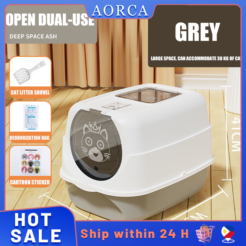 Cat Litter Basin Large Fully Closed Cat Toilet Splash Proof Cat Bedpan