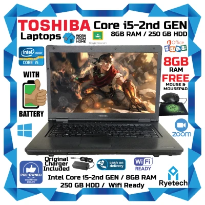 Laptop / Toshiba Intel Core i5 - 2nd Gen / 8GB RAM / 250GB HDD / FREE MOUSE & MOUSEPAD / Intel HD Graphics / Wifi Ready / with Charger / USED