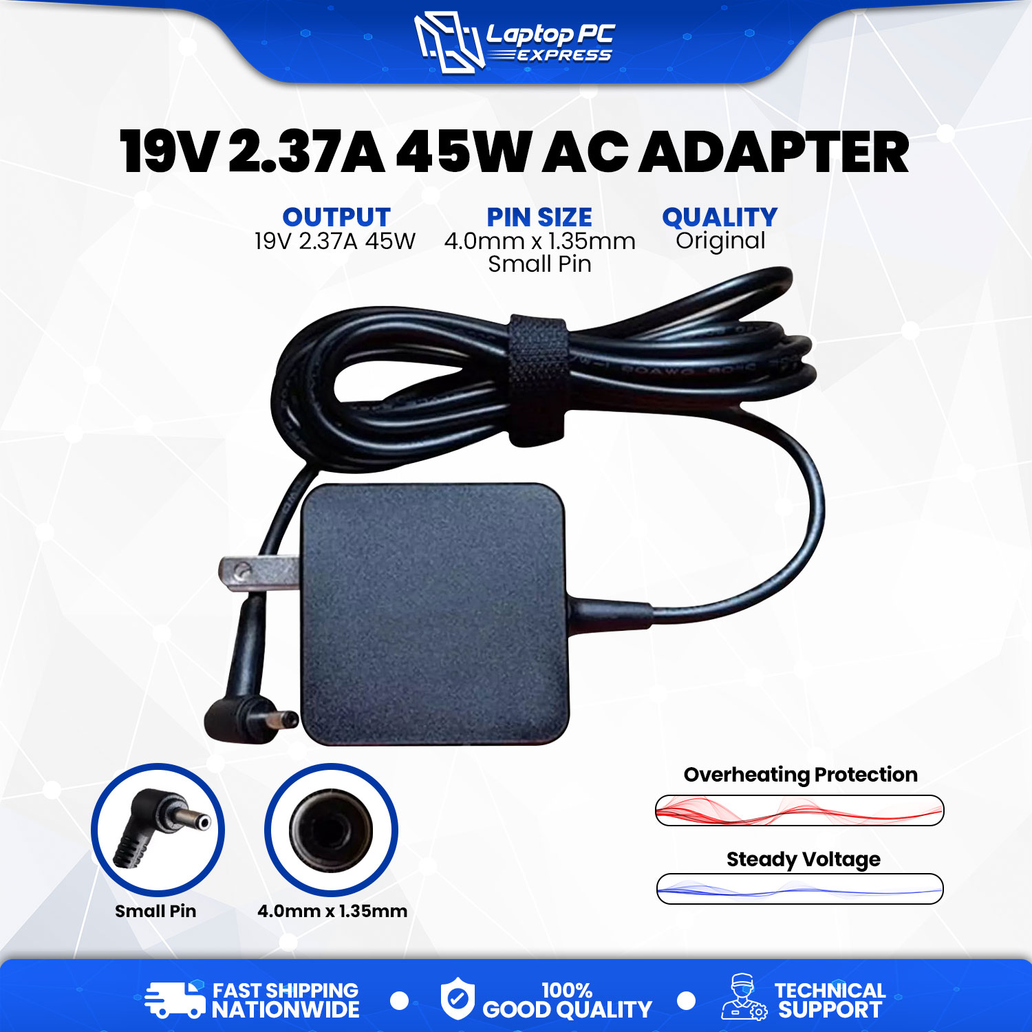 Lpce Orig Asus Laptop Charger 19v 237a Small Pin 40mm X 135mm 45w Compatible With Asus Tp300l 3534