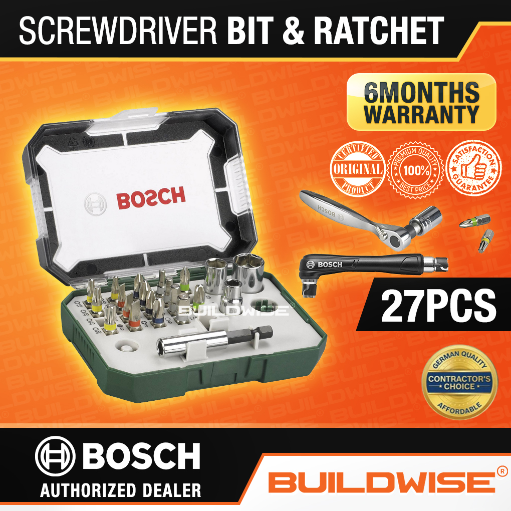 Bosch Screwdriver Bit and Ratchet Set 27 pcs 「BUILDWISE®」 Lazada PH