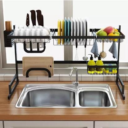 Sink Draining Shelf Dish Rack Kitchen Shelves Household Products Appliances Storage Basket Put Dish Rack Stainless Steel