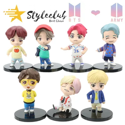 STYLECLUB 7Pcs Cute BTS Bangton Boys Figurine Mini Model Collectible Doll Fan Gift Decor