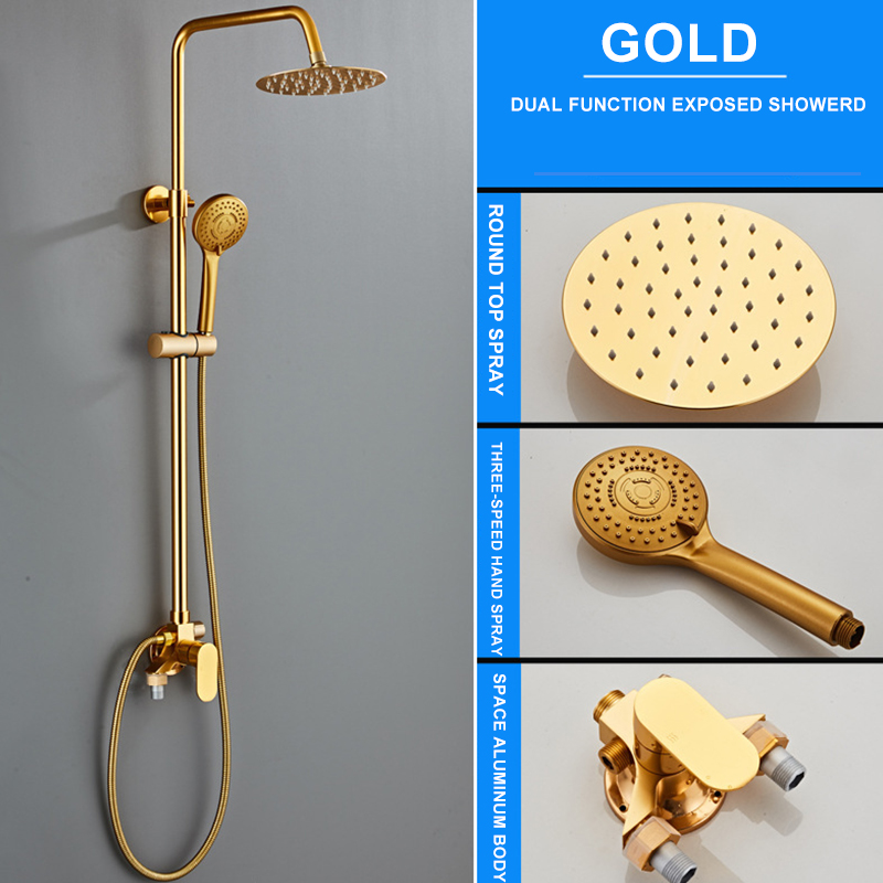 Space aluminum pressurized shower head bathroom equipment with shower