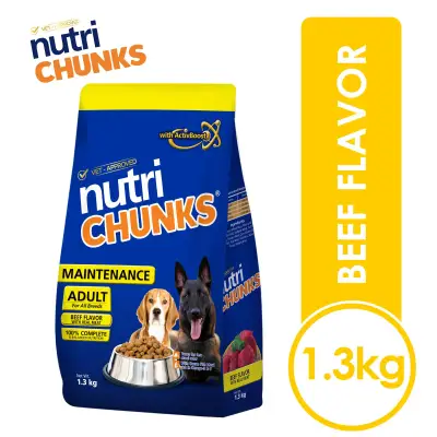 NUTRI CHUNKS MAINTENANCE ADULT 1.3kg (BEEF FLAVOR) – Dog Food Philippines - NUTRICHUNKS - 1.3 kg - petpoultryph