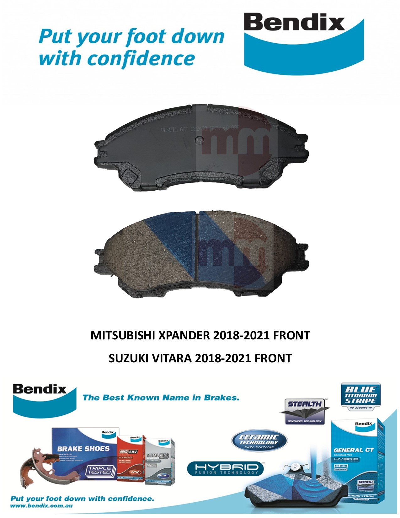 BENDIX GCT BRAKE PADS for MITSUBISHI XPANDER 20182021 / SUZUKI VITARA (NEW) 20182021 FRONT