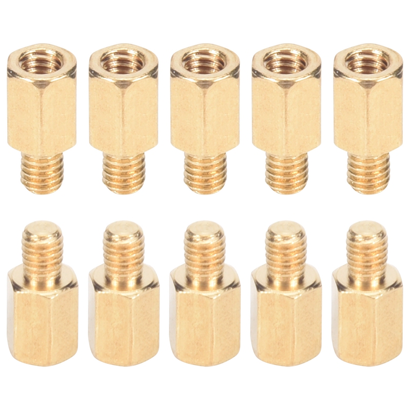 10 pcs pc pcb motherboard brass standoff hexagonal spacer m3 6+4mm