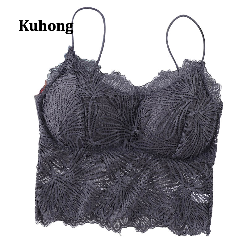 Fashion Women's Sleeveless Floral Lace Bra Padded Tank Tops Spaghetti Strap  