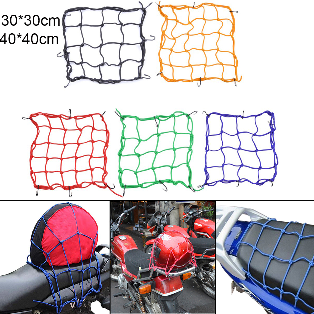 NARGANG89 3030cm/4040cm Durable Tank Protection 5 colors Hooks Motorcycle Equipment Cargo Mesh Rope Pocket Helmet Net