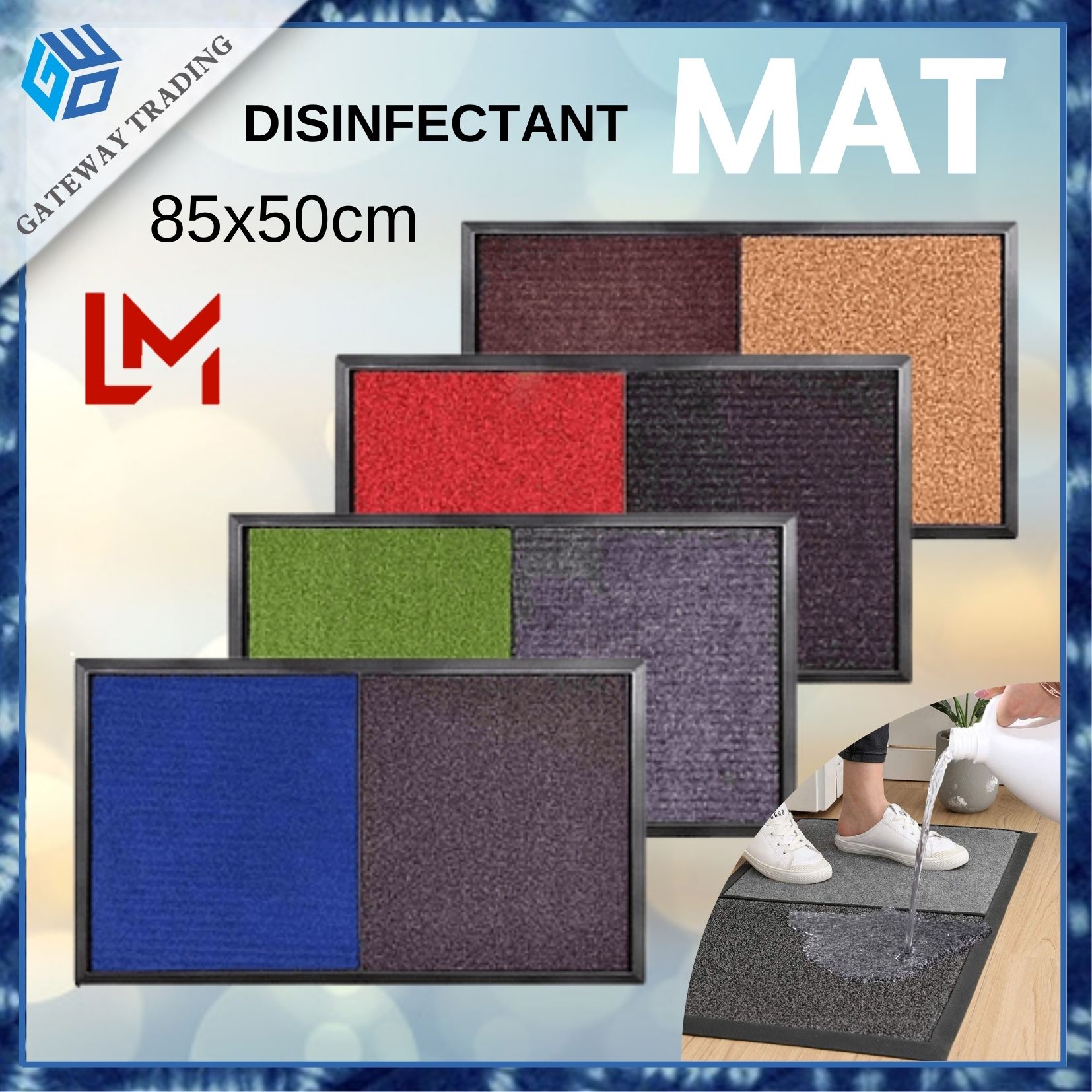 Gateway Trading 85x50 2 in 1 Wet And Dry Disinfectant Mat Door Carpet