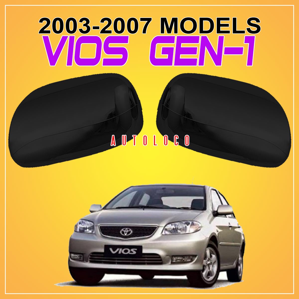 Side Mirror Cover Black for Toyota Vios 2003 2007 (1st Gen) Lazada PH