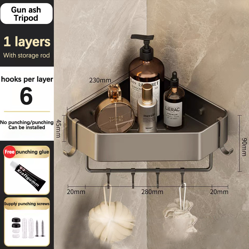 SRUE Bathroom Organizer Rack Bathroom Accesories Organizer No Punching
