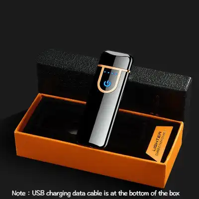 Portable Rechargeable windproof lighter / USB charging touch sensor / Double-sided windproof coil ultra-thin lighter with touch control