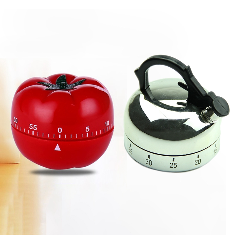 2Pcs 60 Minute Counting Teapot/Tomato Shaped Kitchen Cooking Alarm
