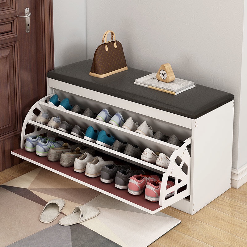 Topehome Shoe Cabinet Locker Wooden Shoe Table Tipping Bucket Shoe ...