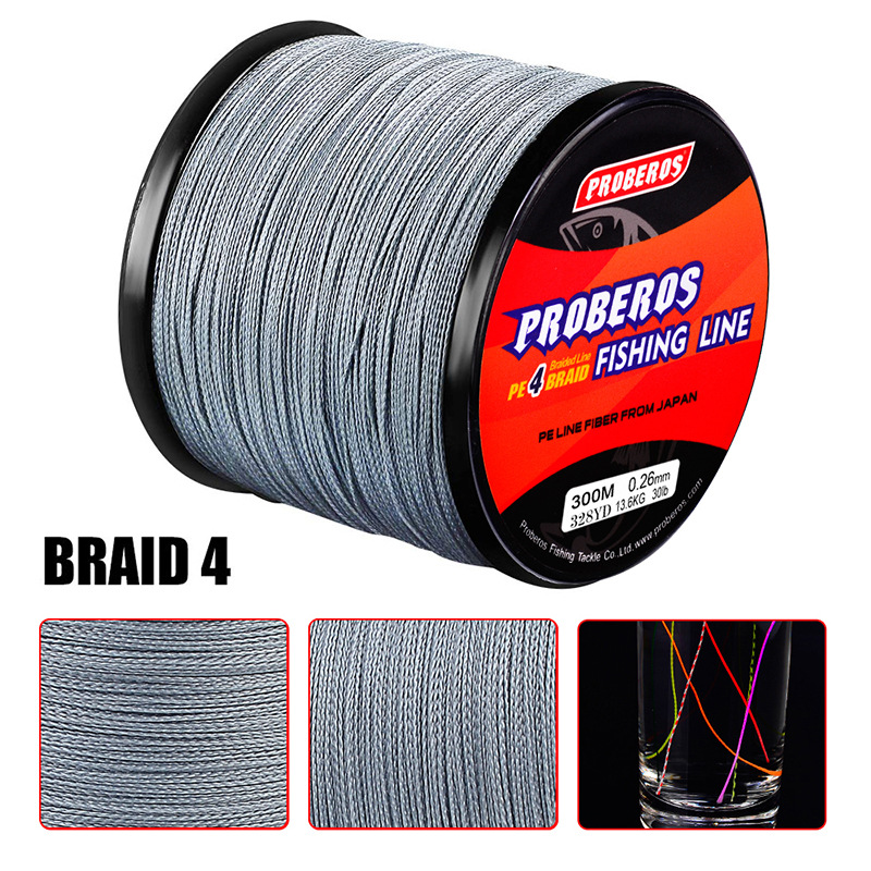 PROBEROS Smooth Casting Fishing Line 500m 4 Stands Strong Braided Pe Line  6/8/10/15/20/25/30/40/45/50/60/70/80/100LB ocean Fishing Accessories