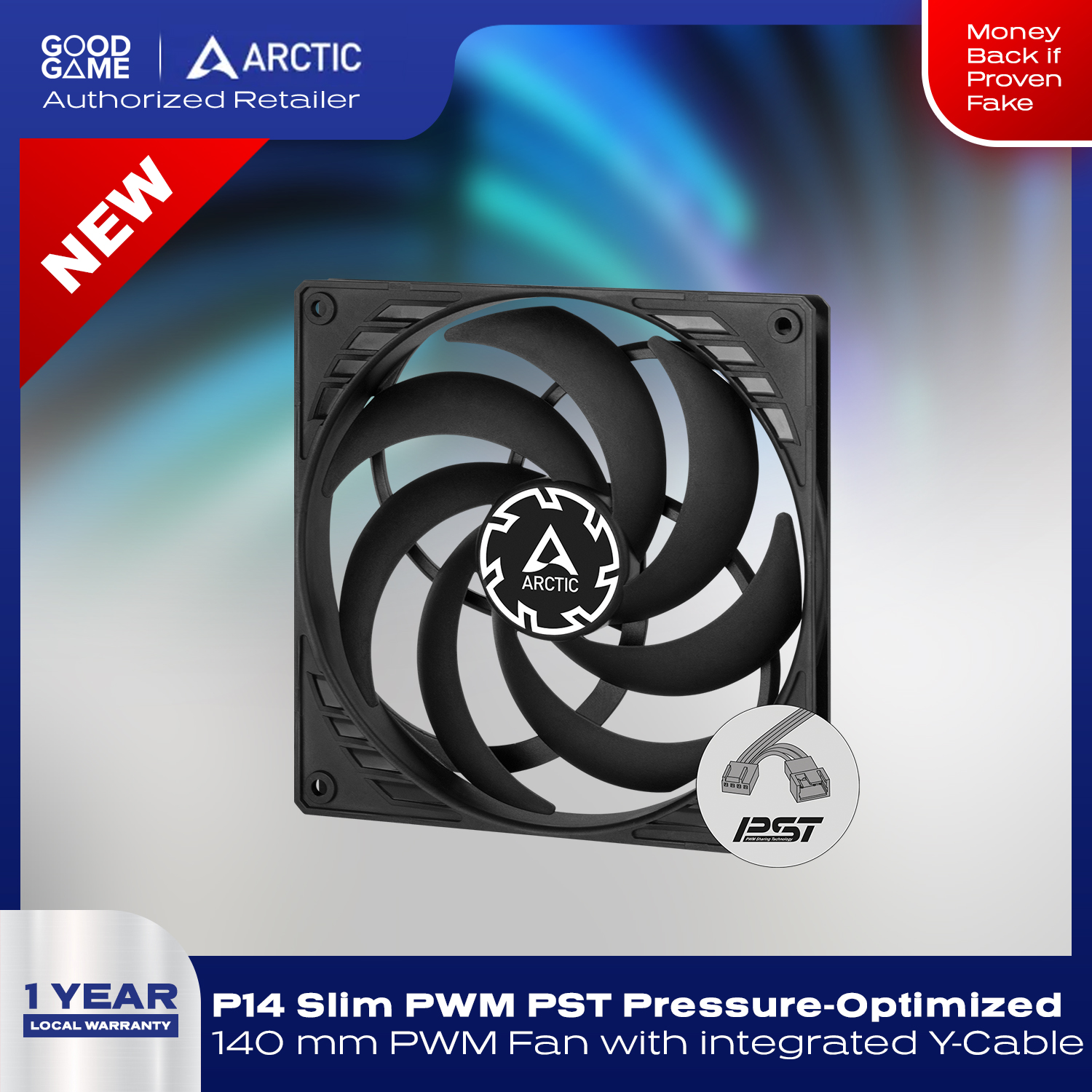 Arctic P14 Slim 140mm PWM PST Pressure-optimised 140 mm PWM Fan with  integrated Y-cable Case Fan