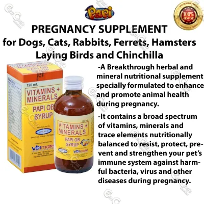120ml Papi OB for Pregnant and Lactating Pets, Pre and Post Natal Supplement for Dog Pregnancy Supplement, Cat Pregnancy Supplement, Rabbit Pregnancy Supplement, Bird Pregnancy Supplement,, Hamster Pregnancy Supplement, Chincilla Pregnancy (amed) (smpt)