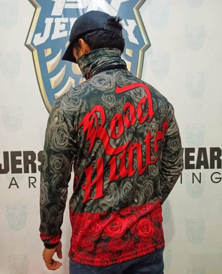 PN JERSEY SPORTSWEAR; ROAD HUNTER LONG SLEEVE WITH FREE TUBEMASK ( RED