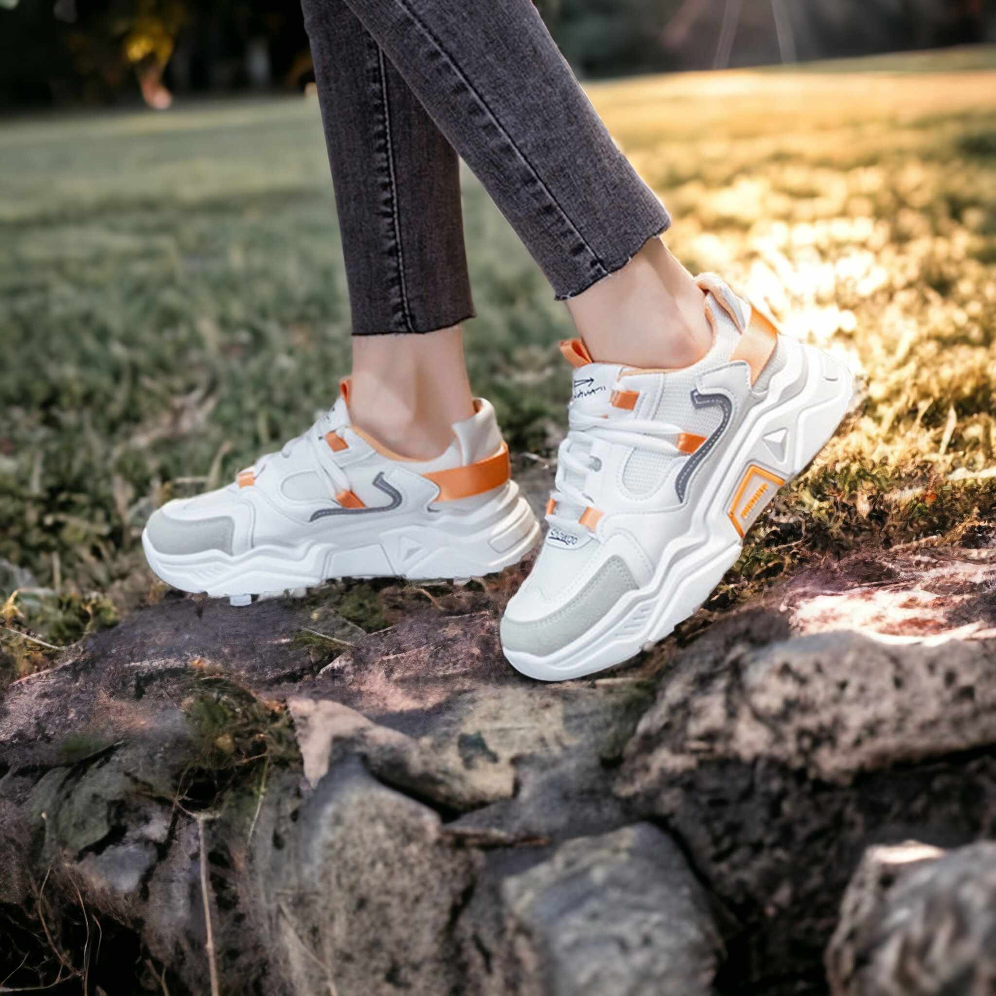 Huisache QD4 | Cutesy Custom Women Fashion Sneakers | Limited Korean-Style  Trendy Sneakers | Orange, White Light Sneakers | Low-Cut Lace Up Solid Air  Mesh Sneakers | Dancing, Modelling, Exercising, Travelling, Casual