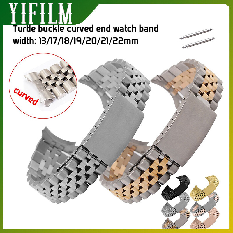 13 17 19 20mm Curved End Metal Bracelet Stainless Steel Watch