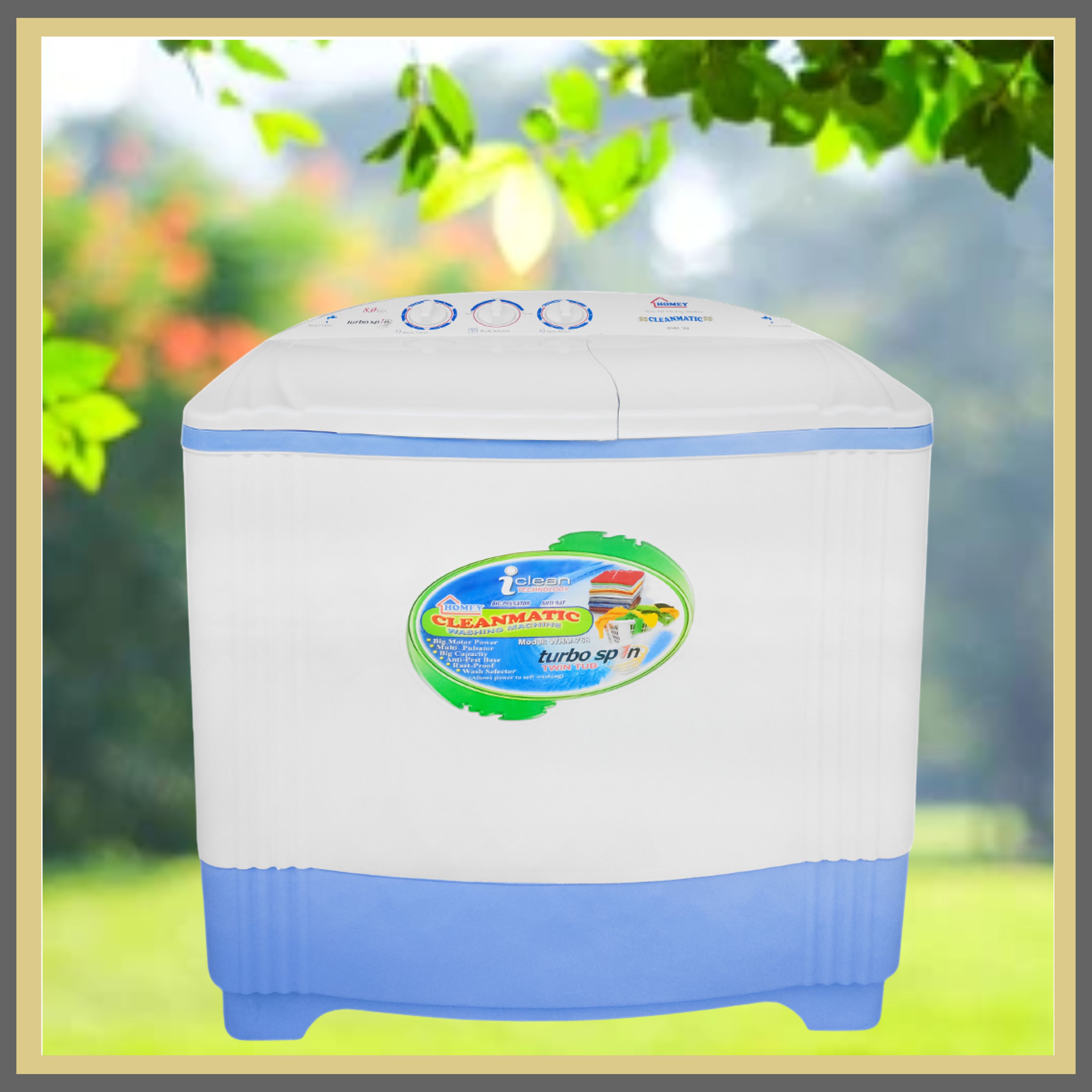 CLEANMATIC TWIN TUB WASHING MACHINE AND DRYER/ 8KG LOAD CAPACITY