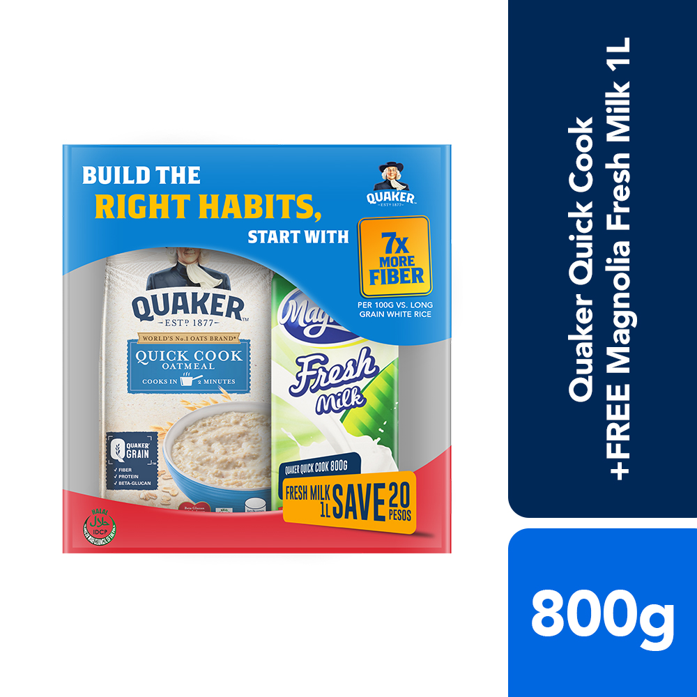 Quaker Quick Cook Oats 800g and Fresh Milk 1L Bundle Lazada PH