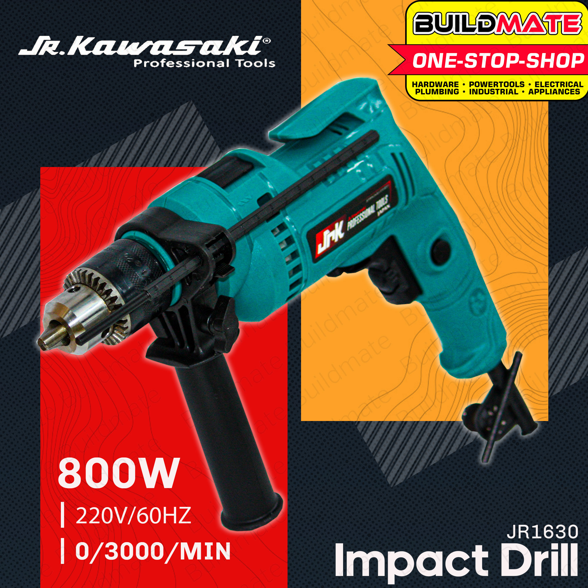 JR KAWASAKI Electric Drill 800W 13mm Impact Drill Cement Drilling Wood