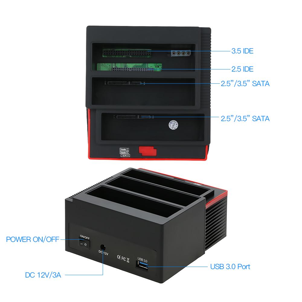 Đế Đĩa Cứng IDE & SATA 2.5/3.5 "Đa Năng Ổ Cắm USB 3.0 HDD Ổ Cắm HDD Ba Khoang, Phích Cắm EU