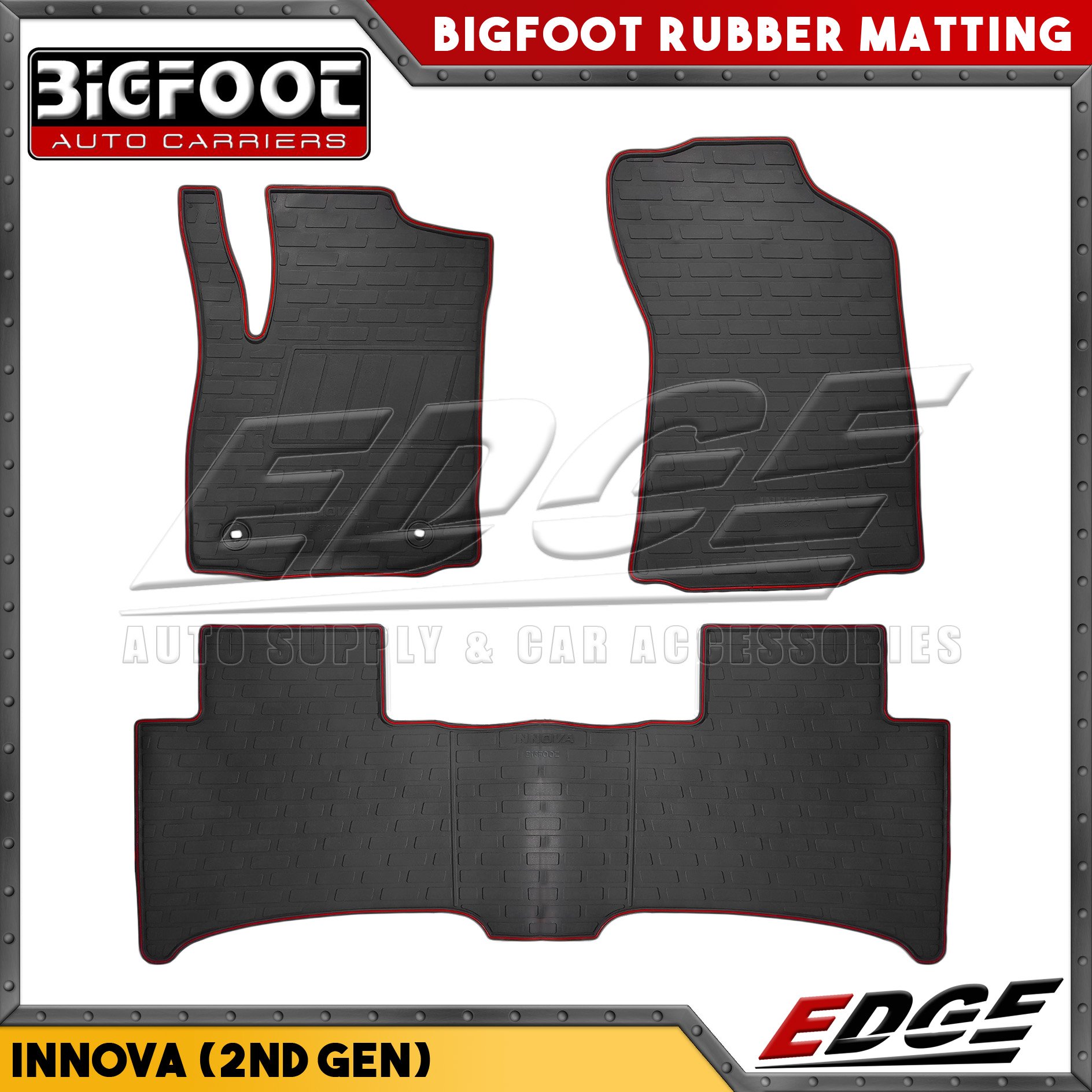 Bigfoot Rubber Matting - Toyota INNOVA 2016-2019 - 2 Rows - 3pcs/SET ...