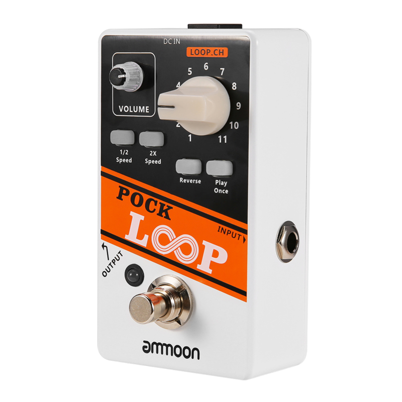 ammoon POCK LOOP Looper Guitar Effect Pedal 11 Loopers Max.330mins Recording Time Supports 1/2 & 2X Speed Playback Reverse Functions True Bypass