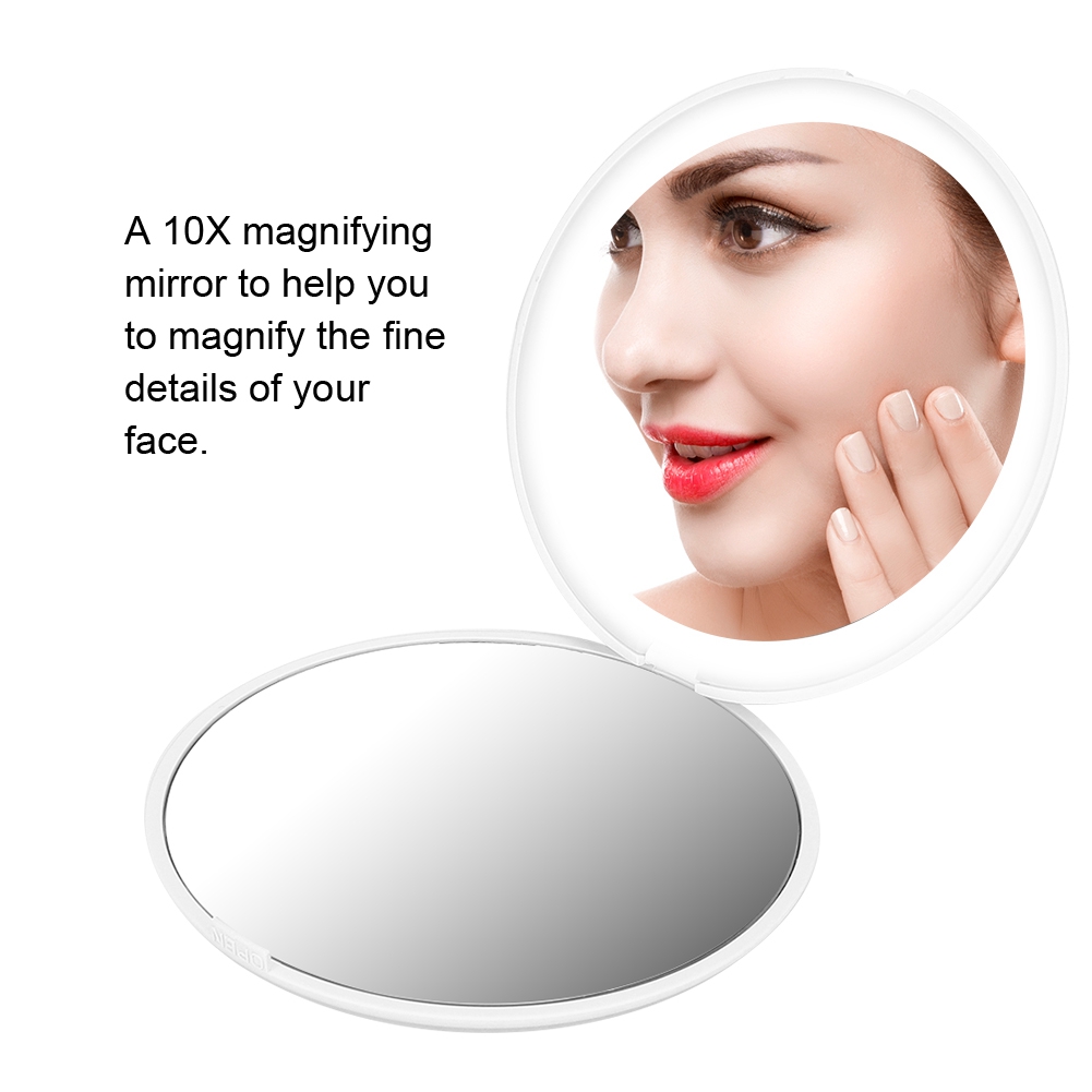 10X magnifying makeup mirror with lights portable foldable mini 12 leds makeup mirror cosmetic tool