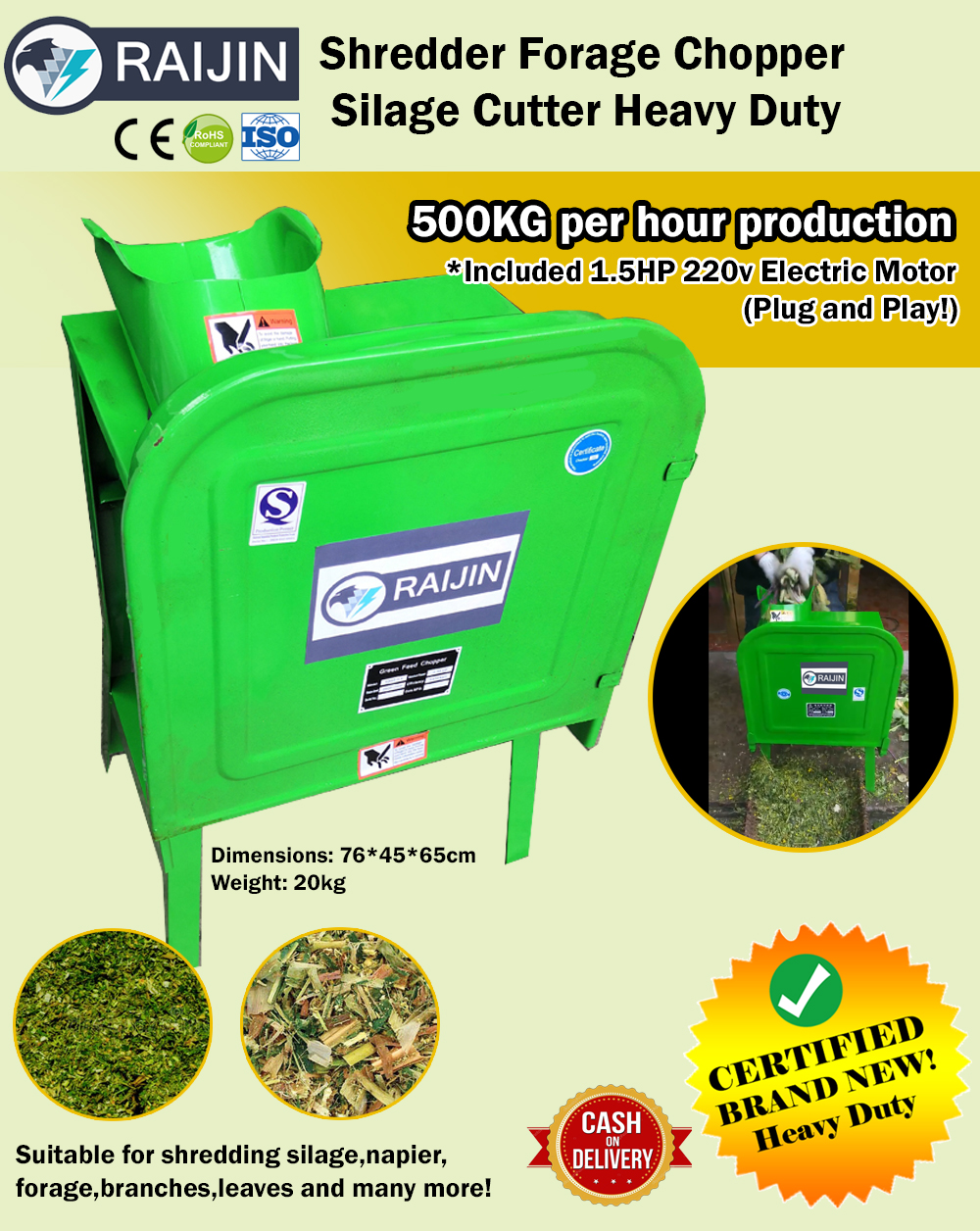 grass cutter shredder forage chopper silage cutter heavy duty brand new