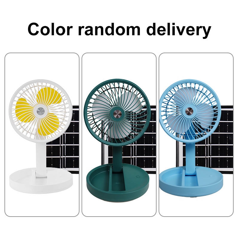 VGL Portable Electric Fan 6'' USB Rechargeable Fan with Solar panels