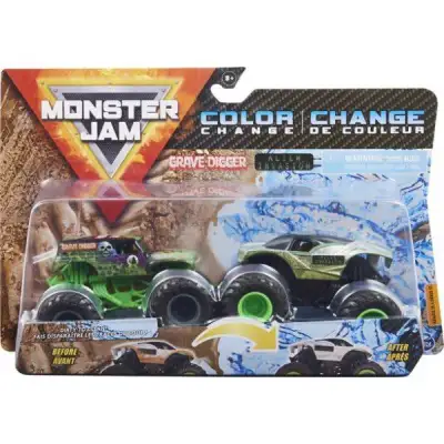 Monster Jam 2-Pack Color Changing 1:64 Diecast Vehicle - Grave Digger VS. Alien Invasion