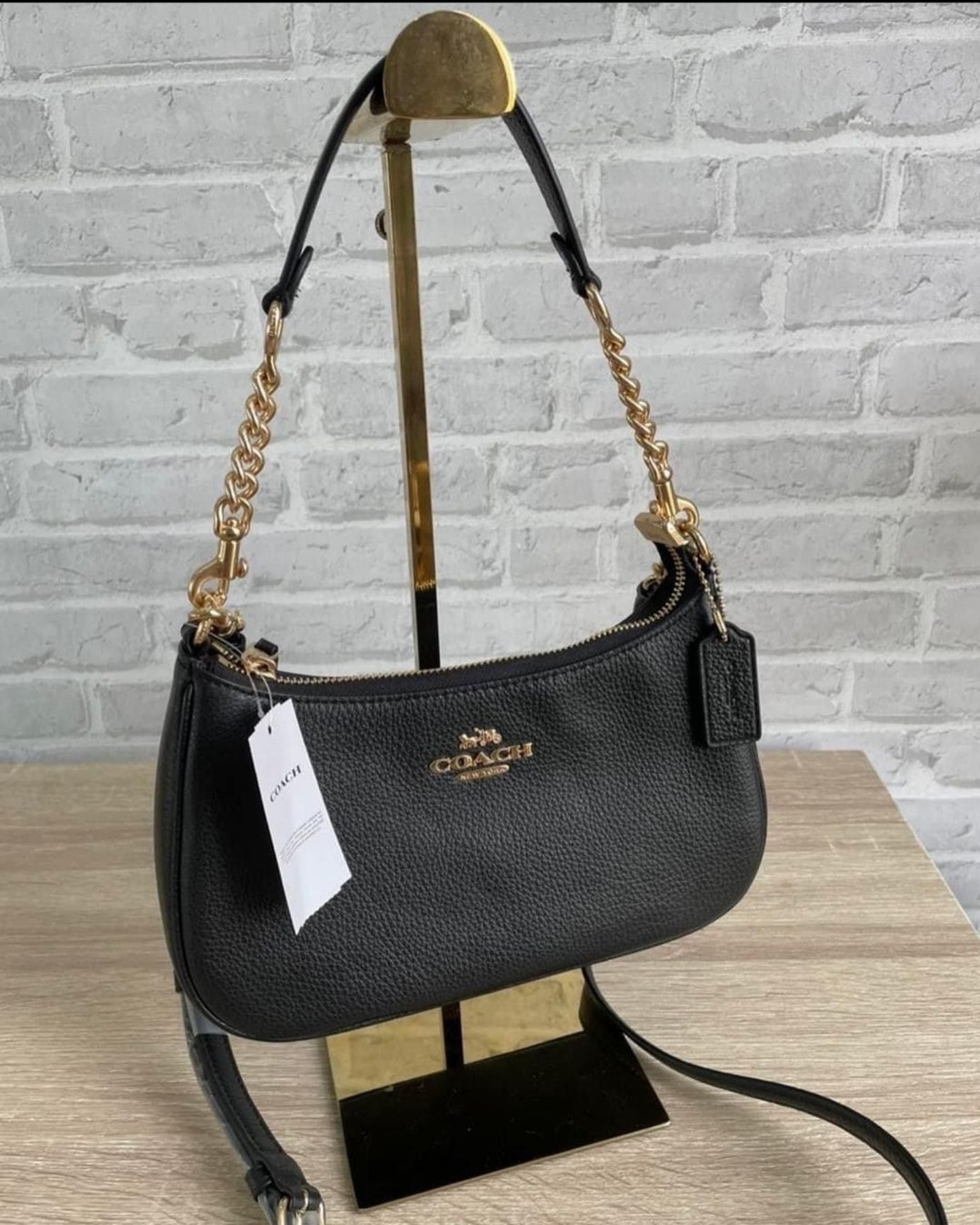 Coach CA209 Teri Top Zip Shoulder Bag in Black Refined Pebble Leather ...