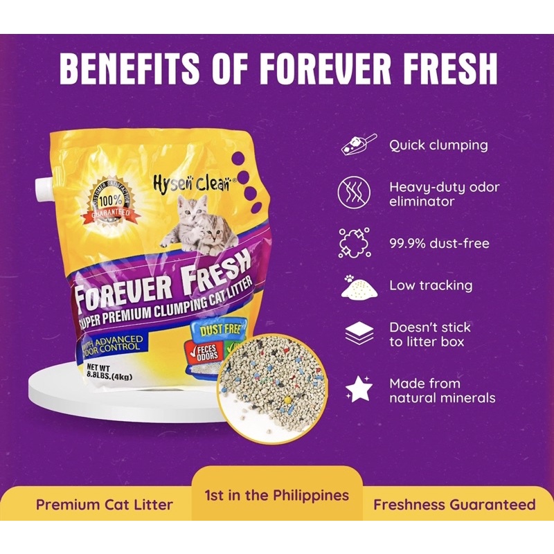 Ships immediately (ONHAND) Clissora Pets FOREVER FRESH PREMIUM CAT LITTER SAND Lazada PH