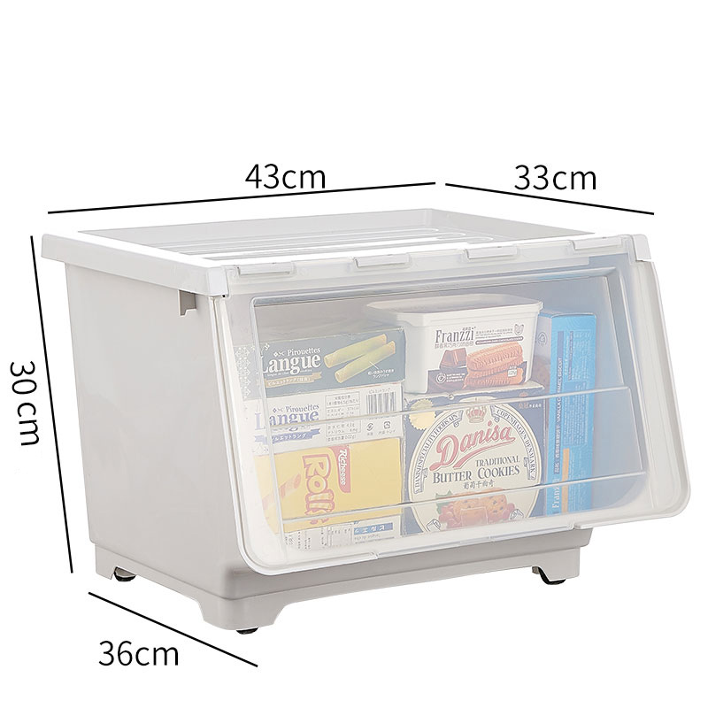 Ainossi Stackable Plastic Storage Box with wheels transparent flip top