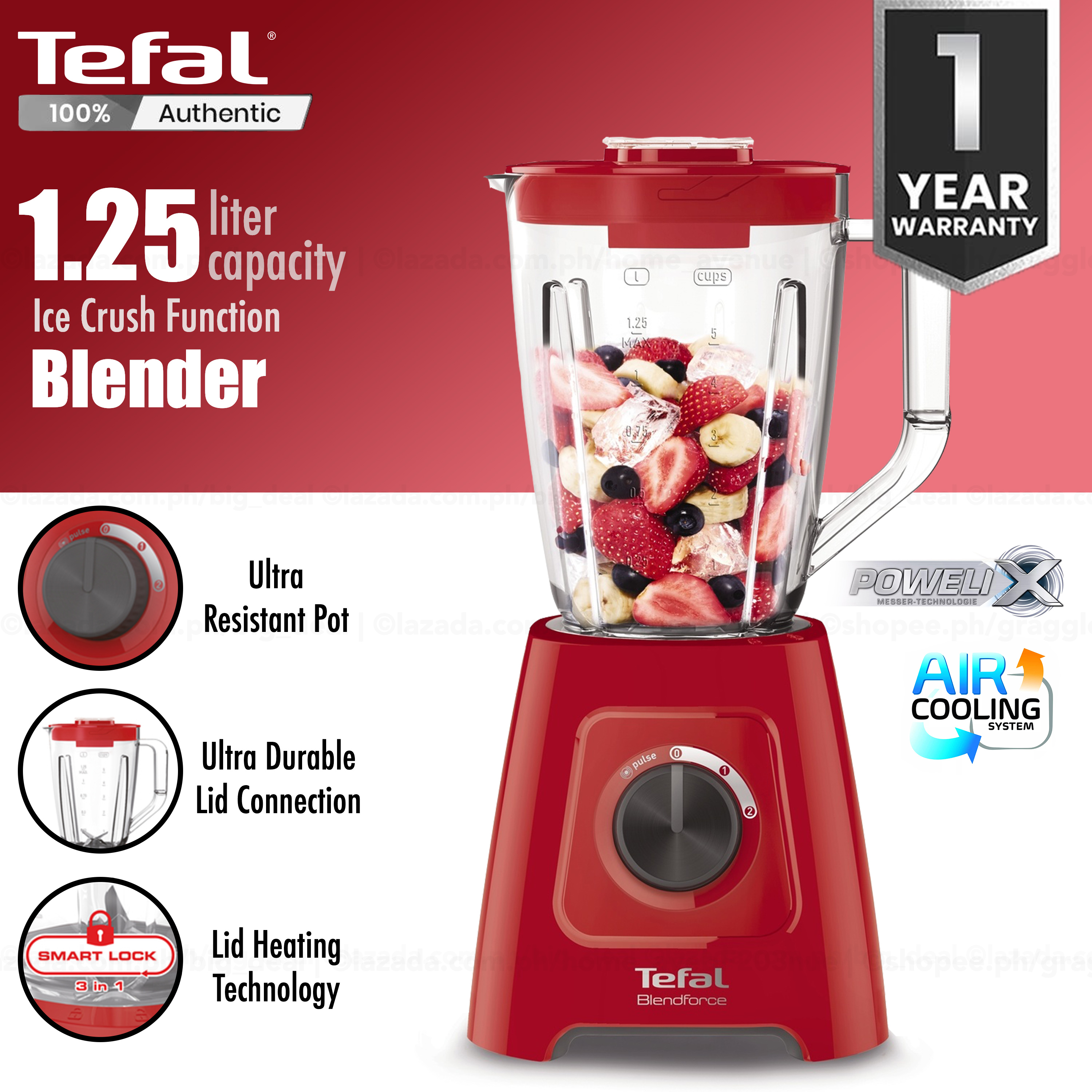 TEFAL BL4255 Blendforce 2 Blender (Red) BL425565