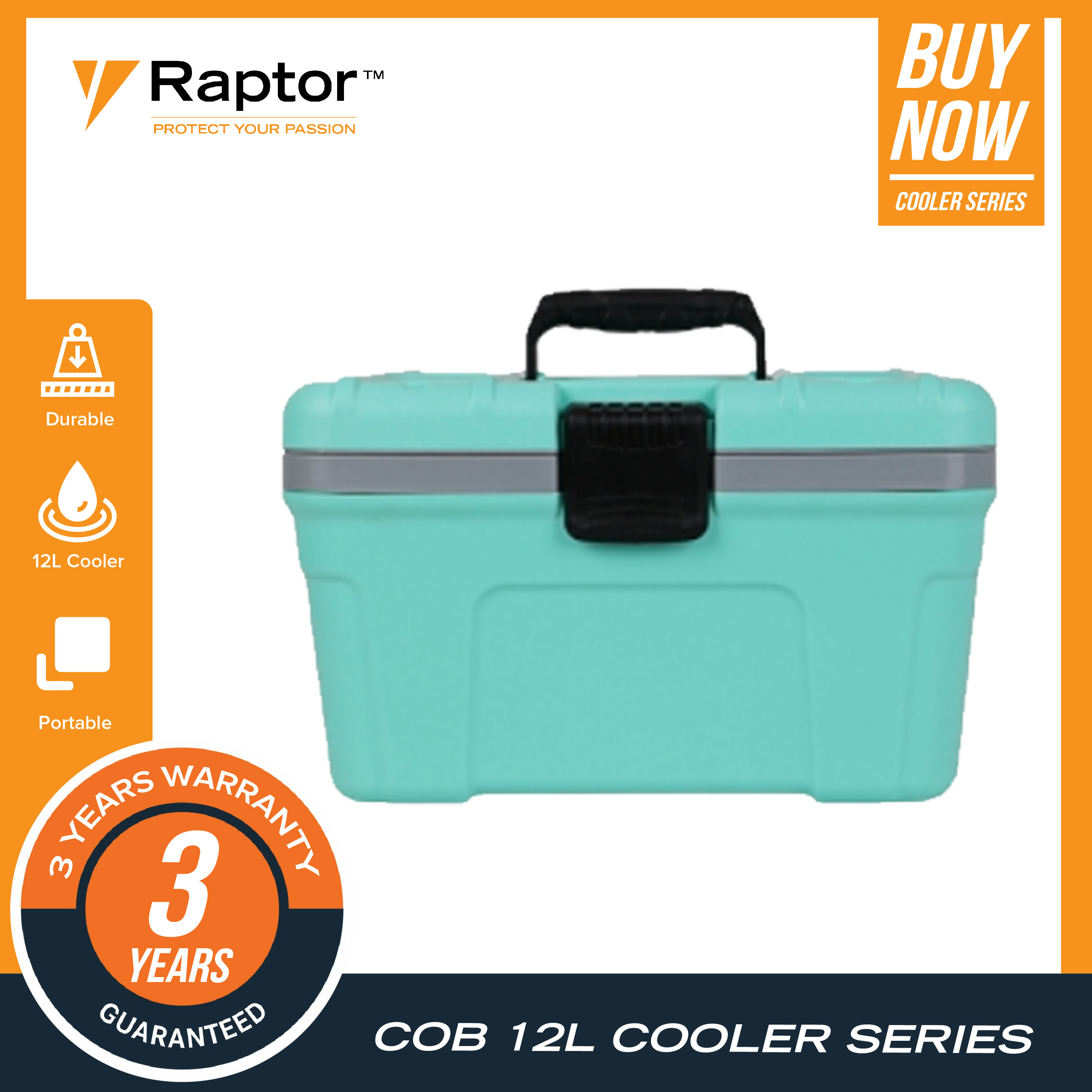 12 Liters Camping Ice and Water Cooler Box Sale Raptor Case COB 12
