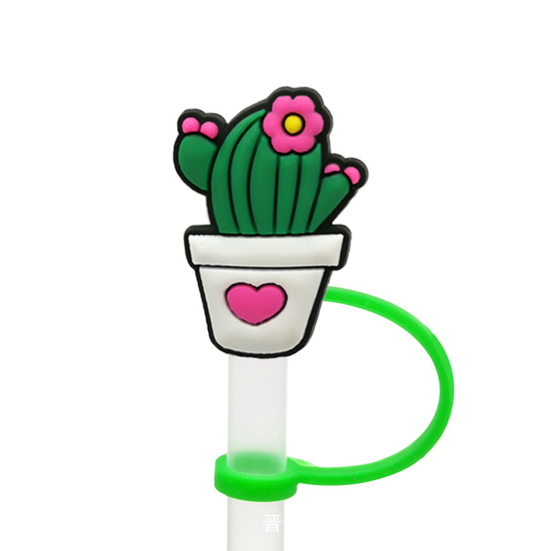 Cute Cartoon Cactus Series Straw Cover Reusable Dustproof - Temu