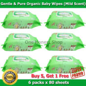 Gentle & Pure Organic Baby Wipes - 80 sheets x 6 packs