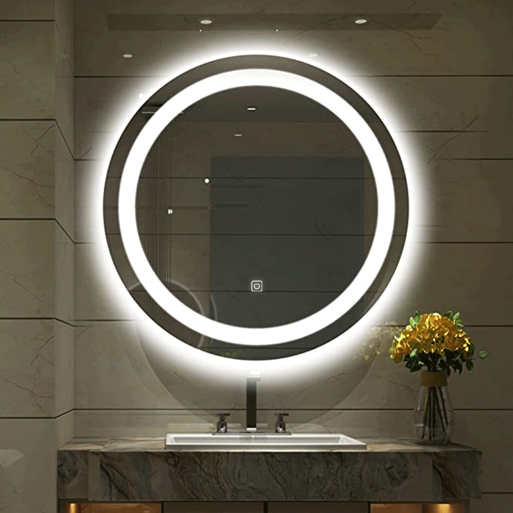 Bathroom Mirror with LED light touch button modern style hotel luxury