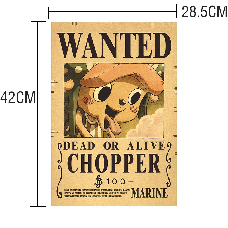 One Piece Wanted Poster One Piece Wallpaper Big Size 42*29cm Vintage ...