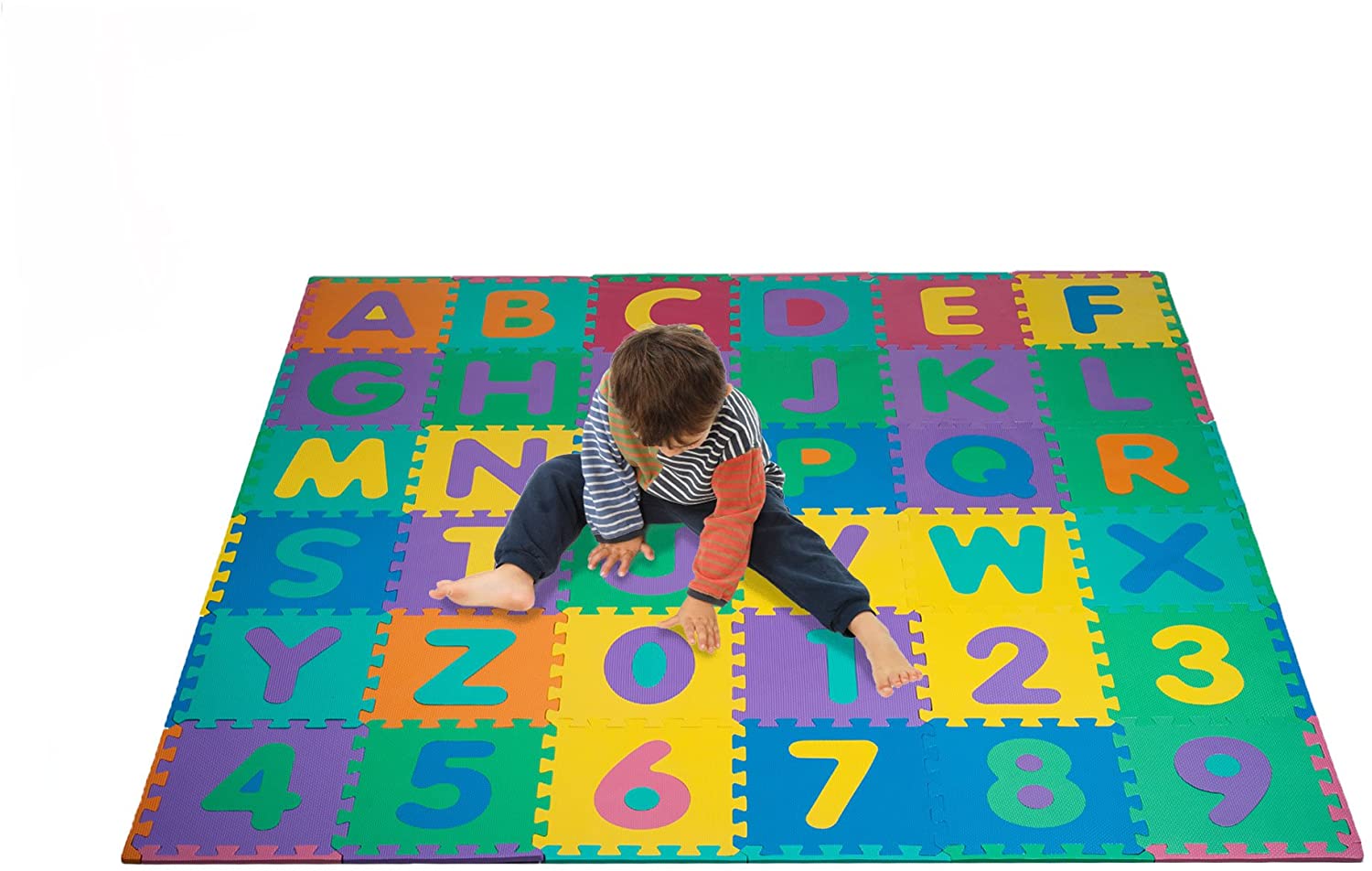 HOUTBY 26 Tiles Foam Alphabet Puzzle Playmat Kid Play Exercise Floor Mat Each Tile Meassures 12 x 12 