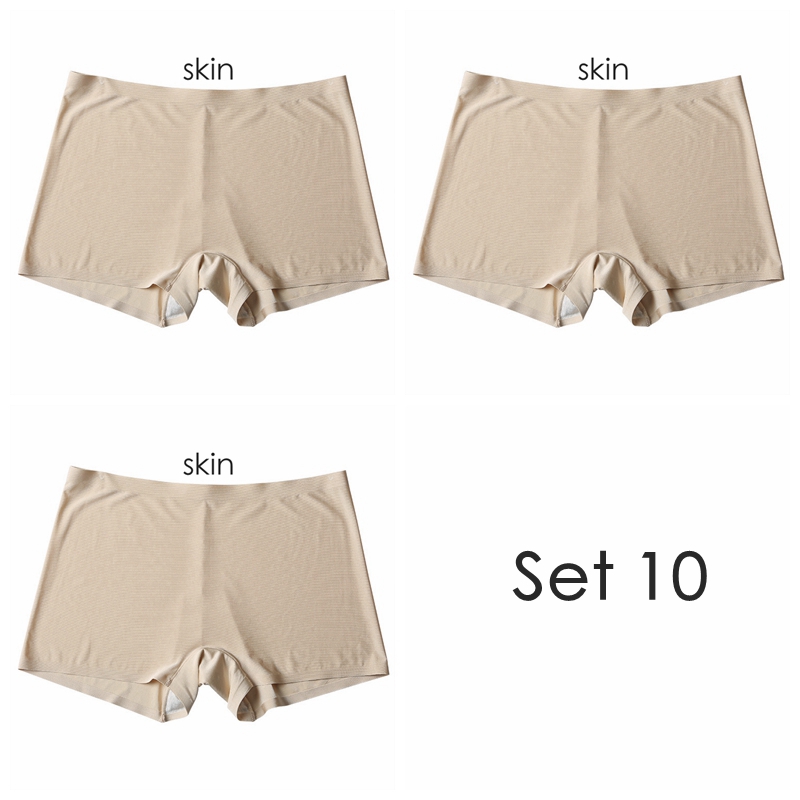 JKG【3PCS】Boyleg Panty For Adult Women Seamless Boxer Panty Short Underwear  Thin Boxers Shorts Ice Silk Safety Panties