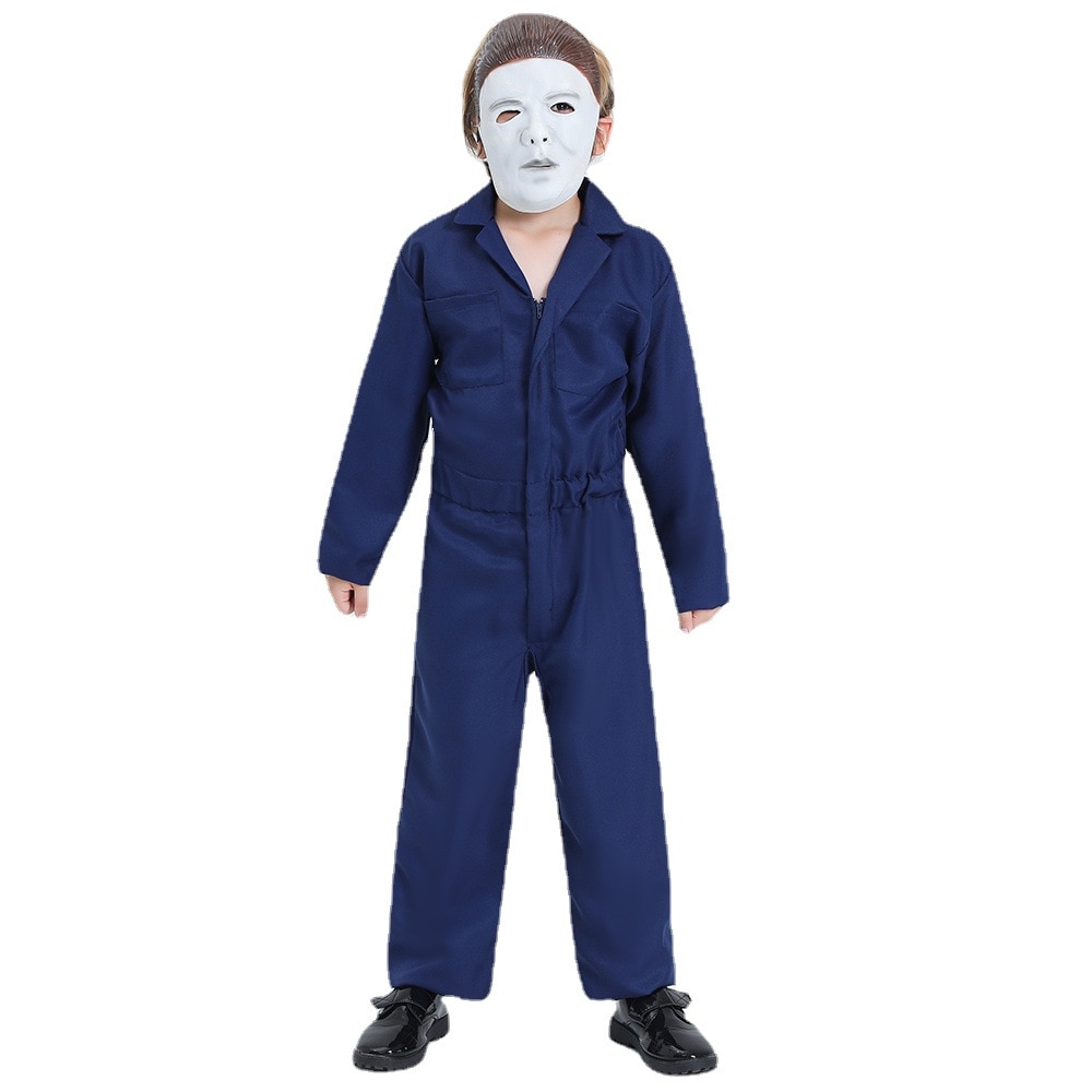 High Quality Child Michael Myers Cosplay Costume Horror Killer Blue ...