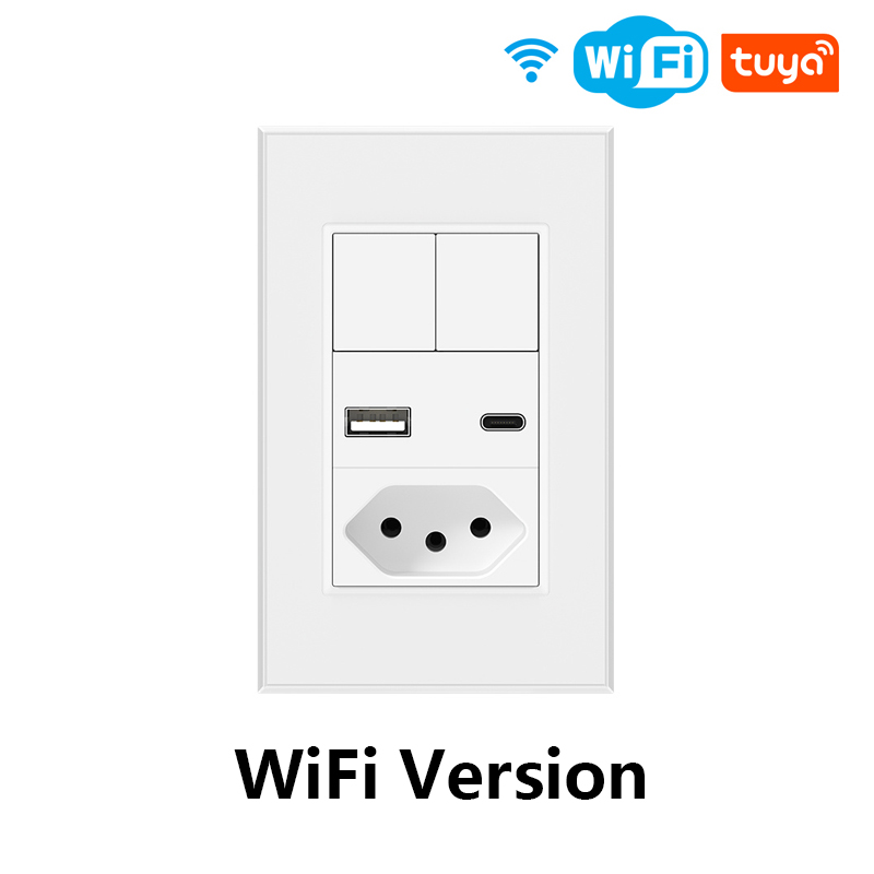 Tuya WiFi Zigbee Smart Plug zilian Wall Socket 2 Gang Light Switch with