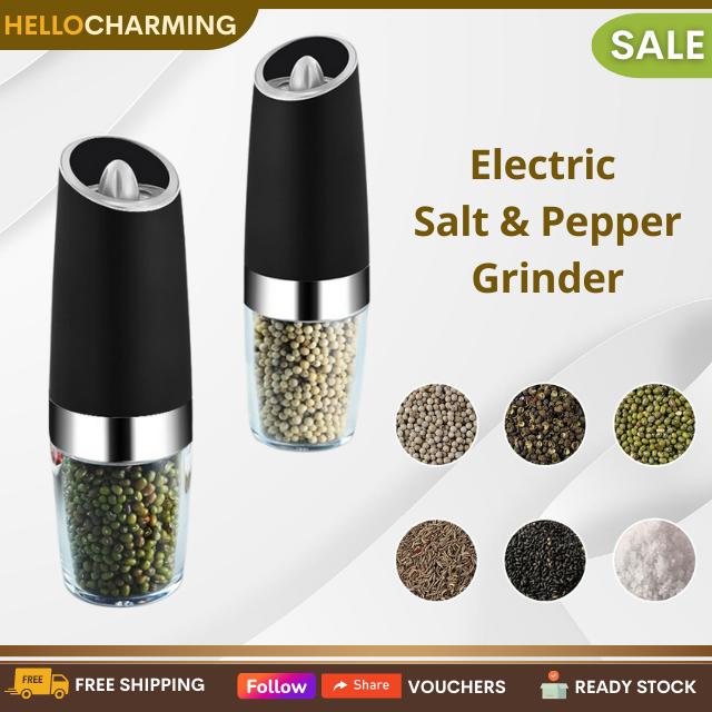 HELLO CHARMING Electric Automatic Salt Mill and Pepper Grinder, Coffee Grinder, Herb and Spice